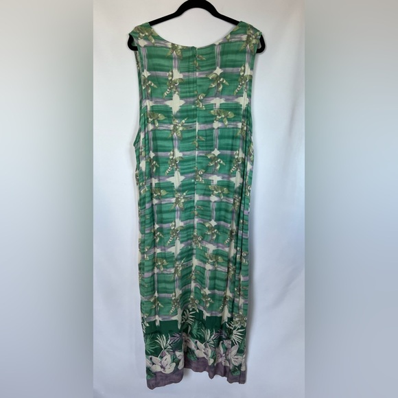 D.P.S. Womens Hawiian Lightweight Split Hem Maxi Dress Green Purple Size 2X - Picture 2 of 8